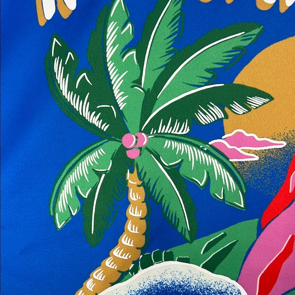 New FARM Rio Blue Graphic Short Sleeve Tee Tropical Vibrant Color Relaxed Small - Picture 6 of 11